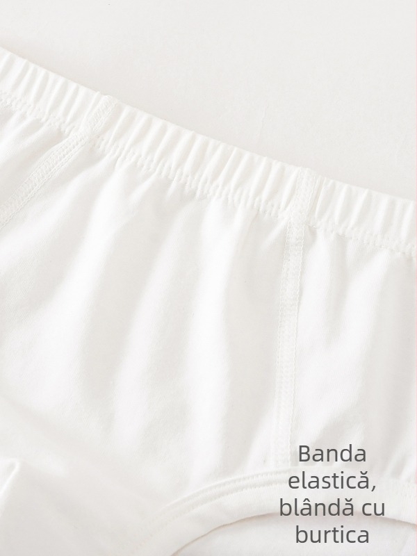 Chiloți boxeri pentru copii din bumbac, albi, unisex, clasă A, 3-8 ani