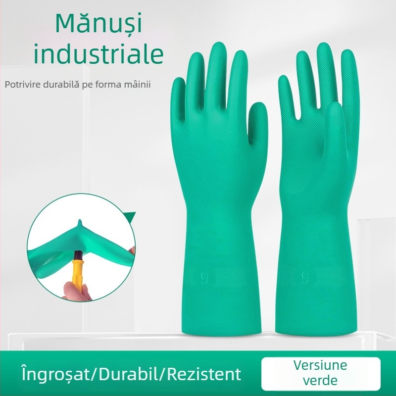 Mănuși nitril, rezistente la substanțe chimice, la acide și baze, industriale, lungi, din cauciuc, îngroșate și durabile, rezistente la uleiuri