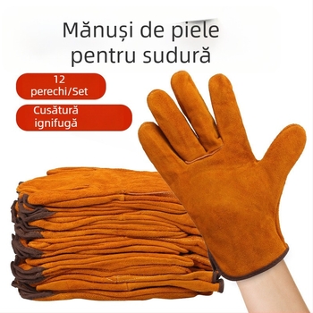 Mănuși de sudură din piele de vacă, două straturi, pentru sudare TIG și MIG