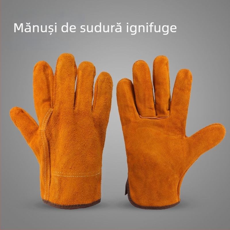 Mănuși de sudură din piele de vacă, două straturi, pentru sudare TIG și MIG