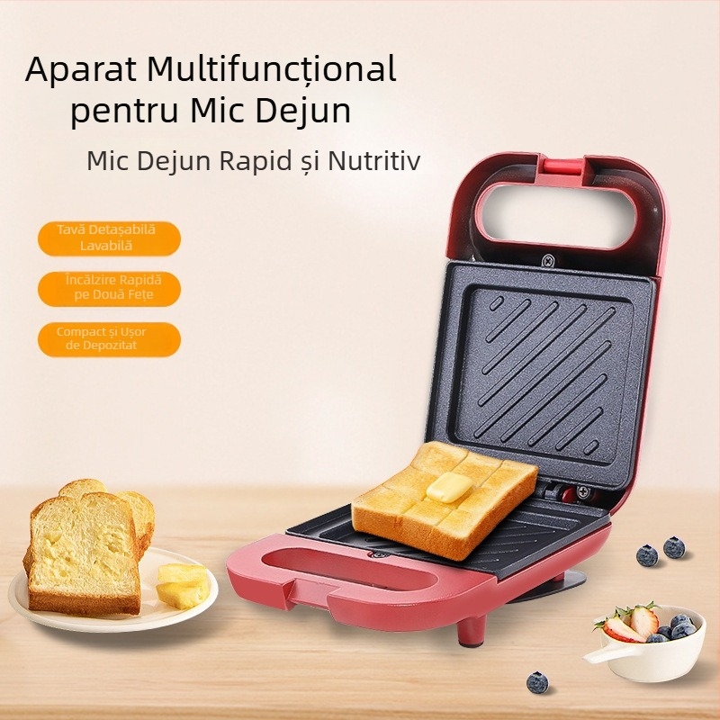 Mașină multifuncțională de mic dejun cu aparat de făcut sandvișuri, prăjitor, tigaie pentru ouă și grătar electric
