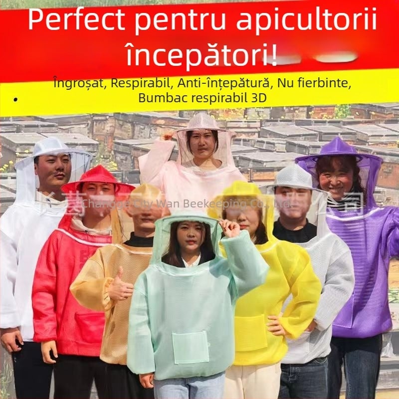 Costum de apicultor jumătate de corp, 3D respirabil, protecție împotriva înțepăturilor