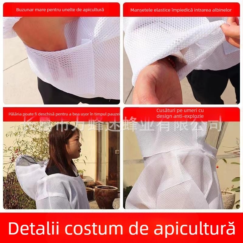 Costum de apicultor jumătate de corp, 3D respirabil, protecție împotriva înțepăturilor