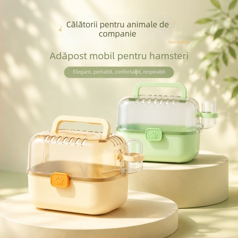 Cușcă transparentă portabilă pentru hamster, spațiu amplu pentru ieșiri în aer liber