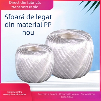 Minge de sfoară PP pentru ambalare, albă, 200 g, 160 m lungime, 4 cm lățime, 0,02 mm grosime, pentru ambalaje și haine