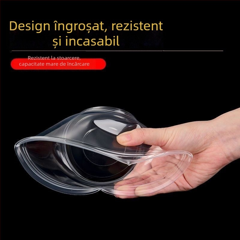 Set de unică folosință cu bol, bețișoare și cutie de masă – rotund, etanș, din plastic pentru uz casnic