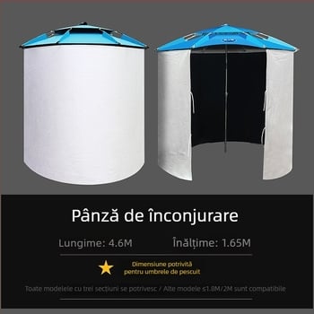 Umbrelă de pescuit cu două straturi, impermeabilă și protecție împotriva razelor solare, pliabilă și robustă.