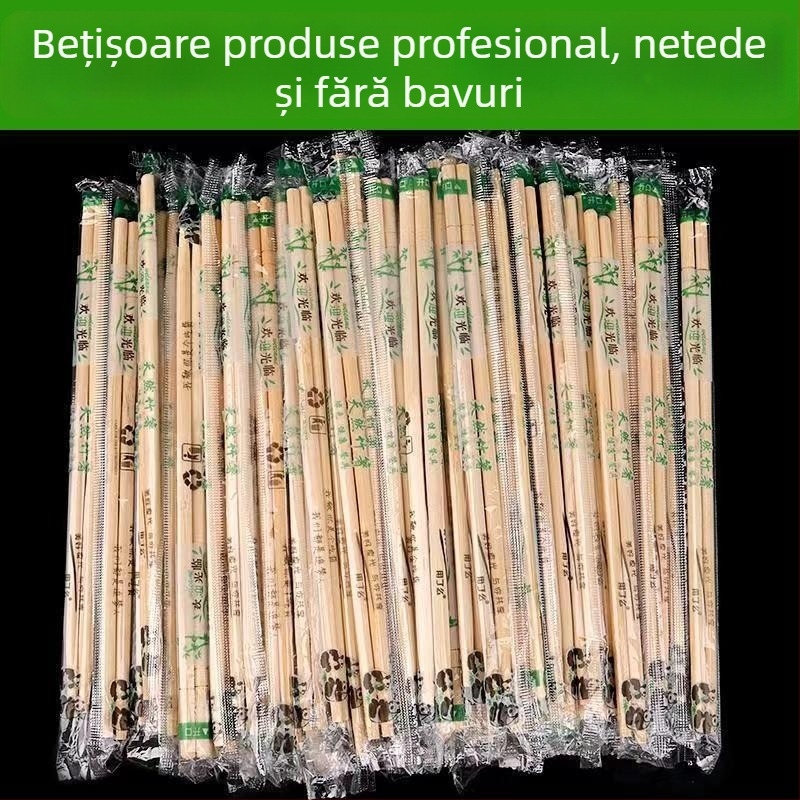 Bețișoare de unică folosință din bambus, ambalate individual pentru take-out, vârfuri rotunde mici, igienice și practice, design panda, OPP5.0/5.5