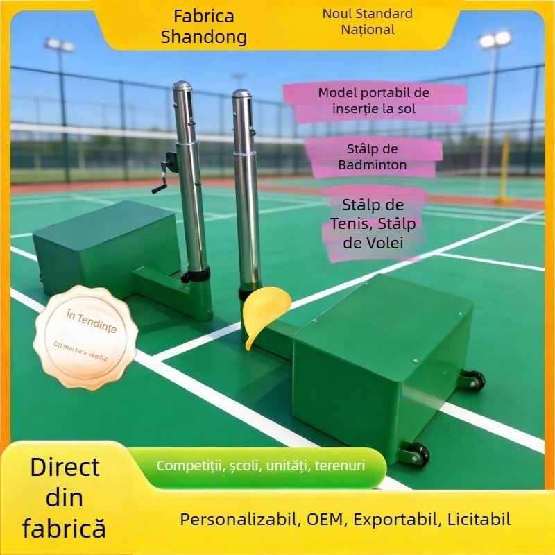 Stâlp tenis portabil și coloane de mingi multi-sport pentru badminton, volei și pickleball