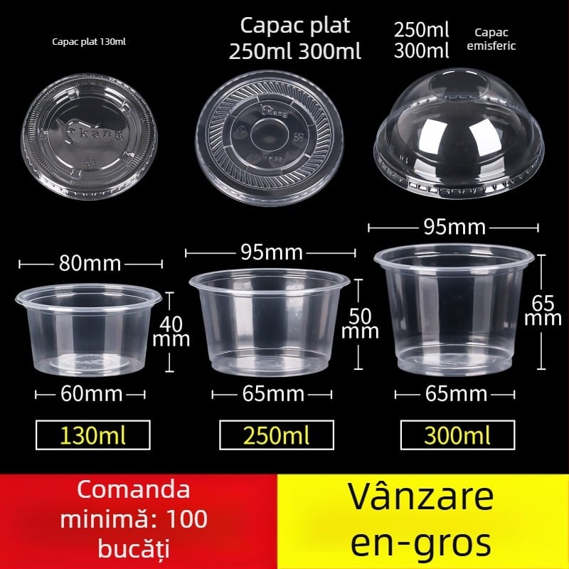 Cupă de plastic de unică folosință pentru budincă cu lapte cu strat dublu, potrivită pentru jeleu, gelatină și ambalare iaurt