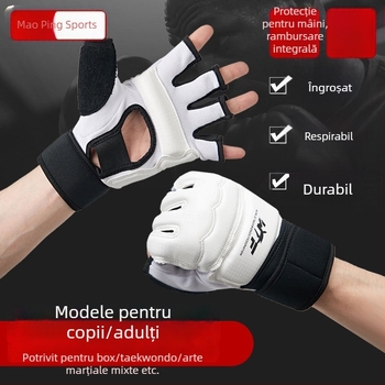Mănuși de box cu protecție pentru mâini și picioare, pentru karate și taekwondo, cu degete parțial acoperite, pentru copii și adulți