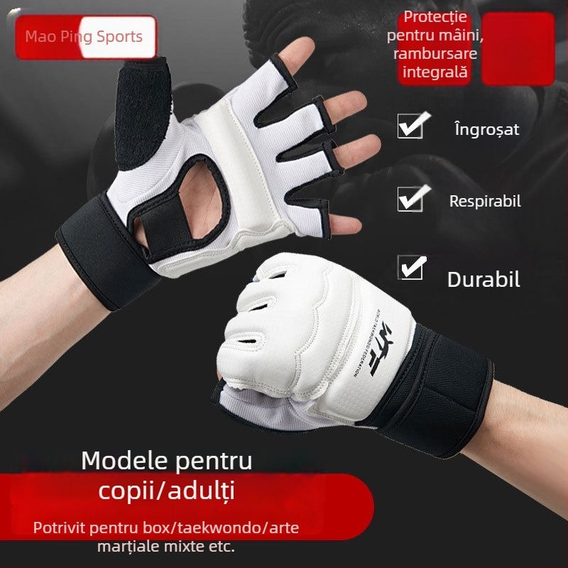 Mănuși de box cu protecție pentru mâini și picioare, pentru karate și taekwondo, cu degete parțial acoperite, pentru copii și adulți