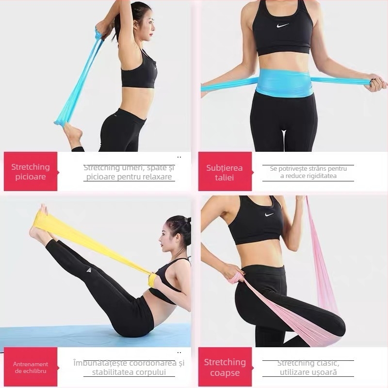 Bandă elastică de yoga pentru antrenamentul spatelui și umerilor, pentru bărbați și femei, modelare corporală, întindere și rezistență, tonifierea feselor