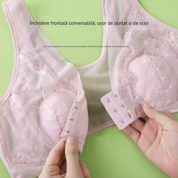 Sutien Plus Size cu închidere frontală, cupa subțire, cupe cu urechi de iepure, plasă respirabilă, fără arcuri, susținere laterală, stil nou