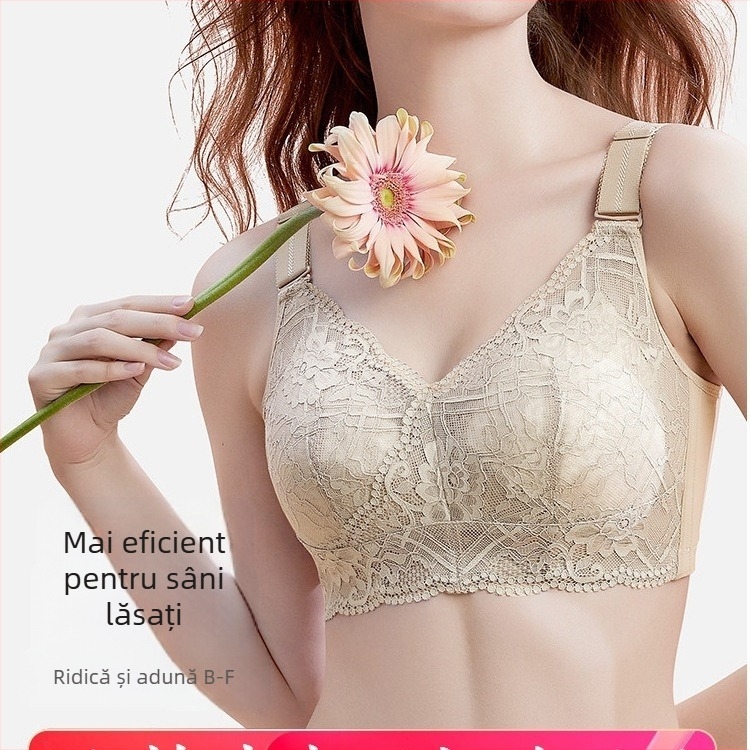 Sutien din dantelă cu cupă completă, pentru mărimi mari, modelează bustul și îl face să pară mai mic, anti-prolaps, culoare pielii