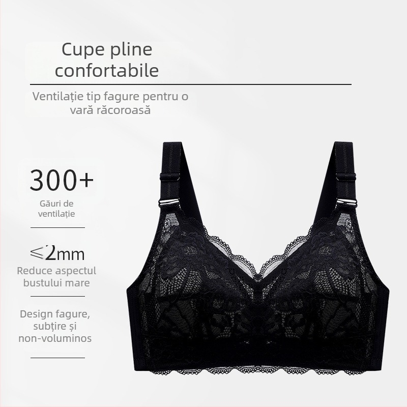 Sutien din dantelă cu cupă completă, pentru mărimi mari, modelează bustul și îl face să pară mai mic, anti-prolaps, culoare pielii