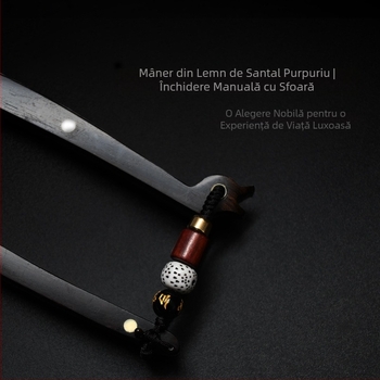 Set de instrumente pentru ceai din oțel inoxidabil și lemn de santal mov: clește pentru ceai, ac pentru ceai, cuțit pentru ceai, deschizător Pu'er pentru cake/brick, foarfecă pentru frunze de ceai