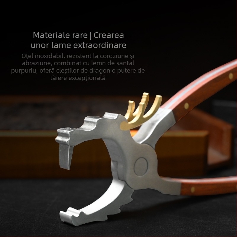 Set de instrumente pentru ceai din oțel inoxidabil și lemn de santal mov: clește pentru ceai, ac pentru ceai, cuțit pentru ceai, deschizător Pu'er pentru cake/brick, foarfecă pentru frunze de ceai