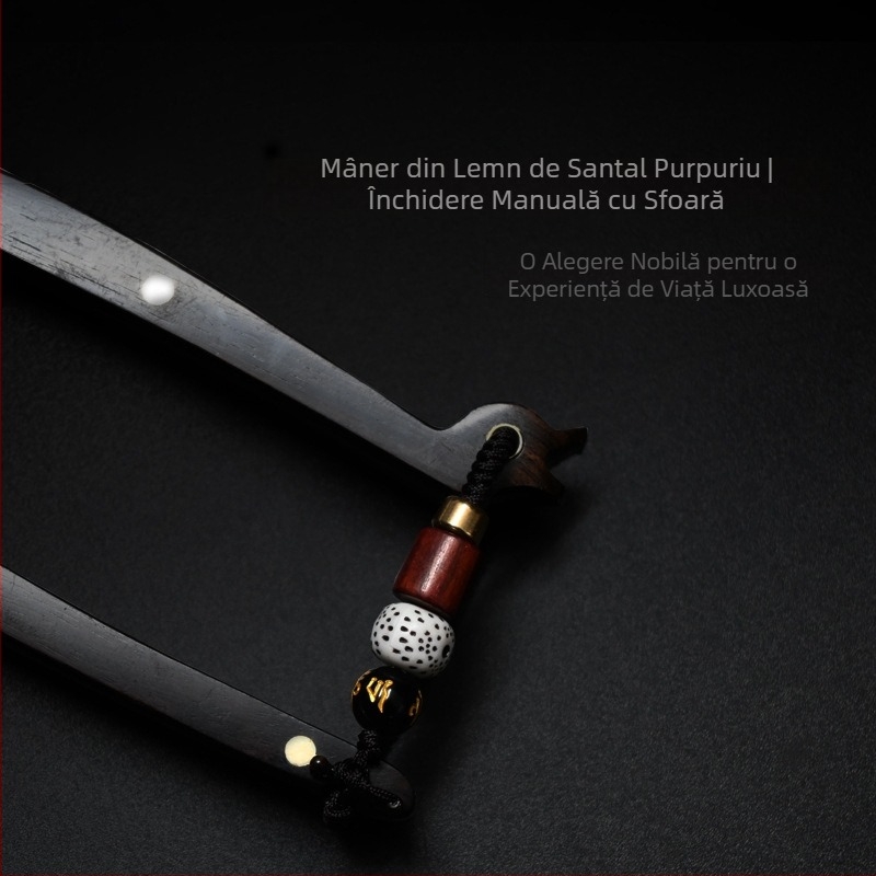 Set de instrumente pentru ceai din oțel inoxidabil și lemn de santal mov: clește pentru ceai, ac pentru ceai, cuțit pentru ceai, deschizător Pu'er pentru cake/brick, foarfecă pentru frunze de ceai