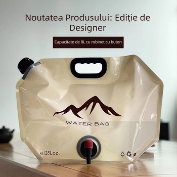 Sac de apă pentru exterior, 8 L, portabil și pliabil, pentru camping și utilizare în mașină, de calitate alimentară