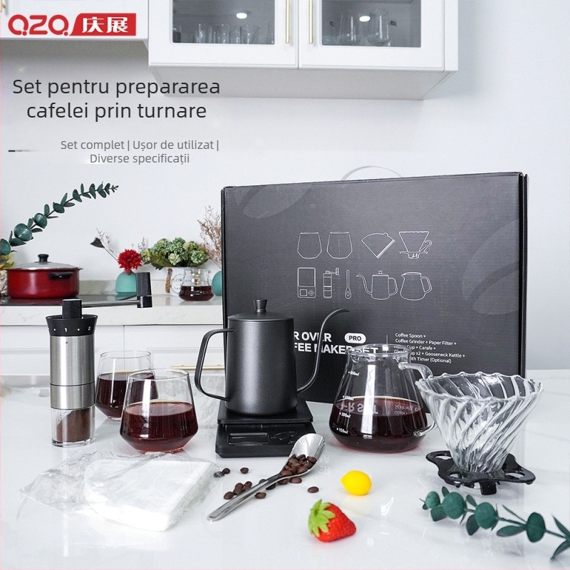 Set de cafea din oțel inoxidabil, electric pentru casă, cadou, cu componente pour-over