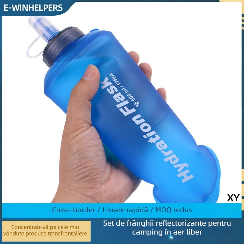 Geantă de apă portabilă pentru exterior, 500 ml, TPU, impermeabilă, pentru drumeții și activități în aer liber
