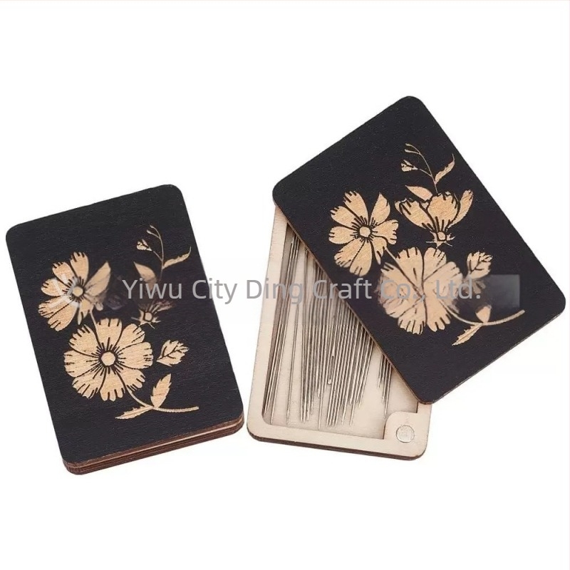 Set cutie din lemn pentru ace și ață, cutie portabilă de cusut cu magnet, pentru broderie