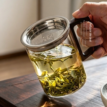 Ceainic din sticlă borosilicat pentru casă și birou, cu separare ceai-apă și filtrare, rezistent la căldură, stil chinezesc nou