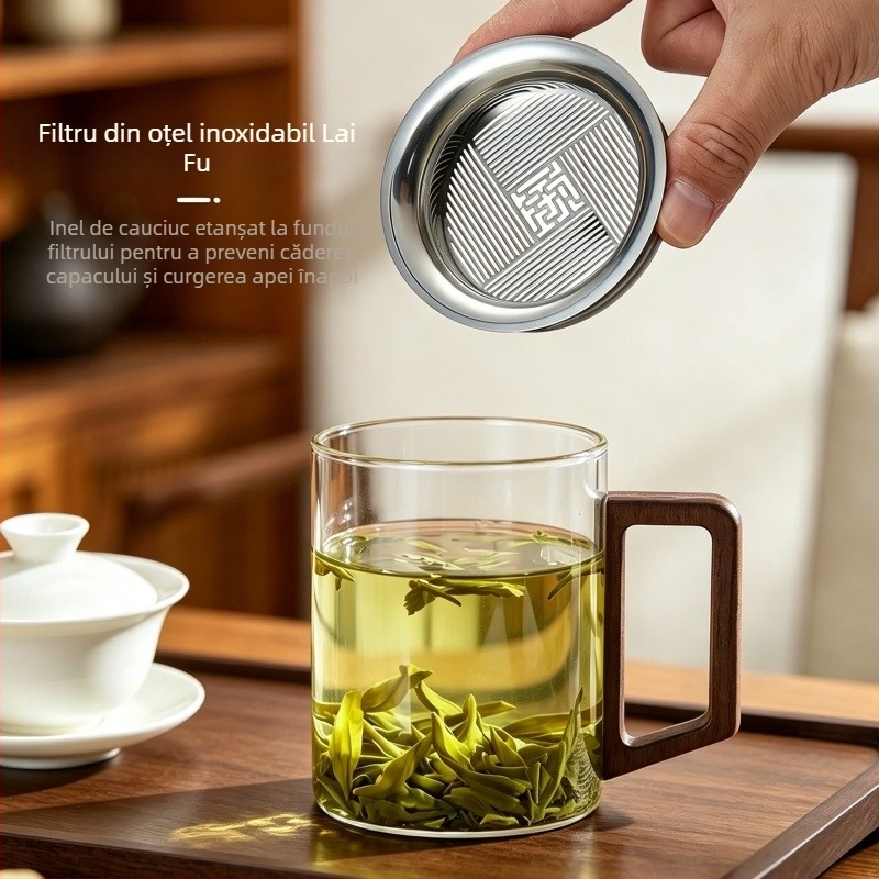 Ceainic din sticlă borosilicat pentru casă și birou, cu separare ceai-apă și filtrare, rezistent la căldură, stil chinezesc nou