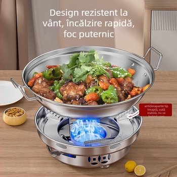 Vas mare din oțel inoxidabil pentru arzător cu alcool — pentru uz casnic, oală pentru hot pot, dry pot și supă