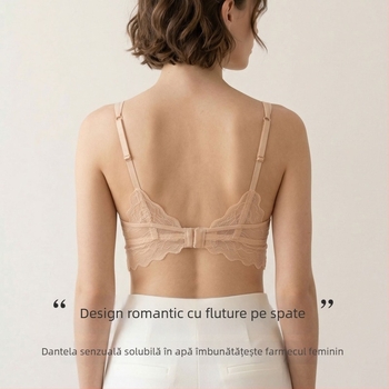 Tangge sutien din mătase cu dantelă în contrast, spate frumos, cupă 3/4, bretele duble
