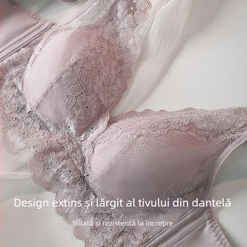 BH din mătase Mulberry, cupă ultra-subțire, burete, dantelă, spate în formă de U, efect de subțiere