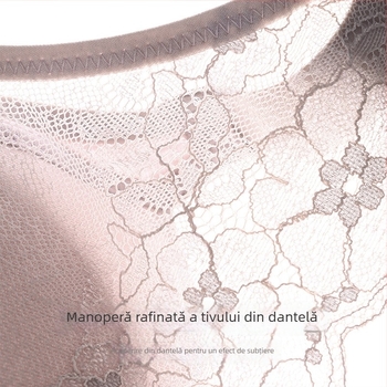 BH din mătase Mulberry, cupă ultra-subțire, burete, dantelă, spate în formă de U, efect de subțiere