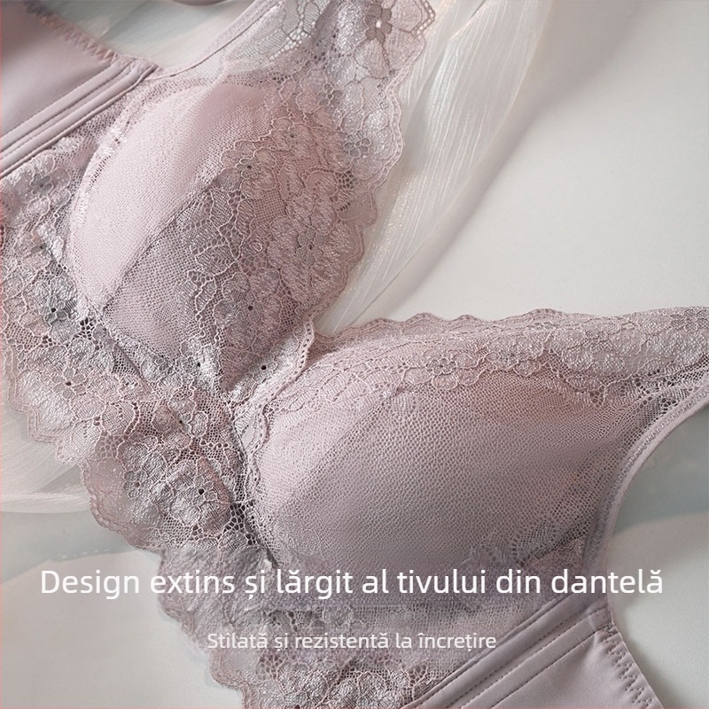 BH din mătase Mulberry, cupă ultra-subțire, burete, dantelă, spate în formă de U, efect de subțiere