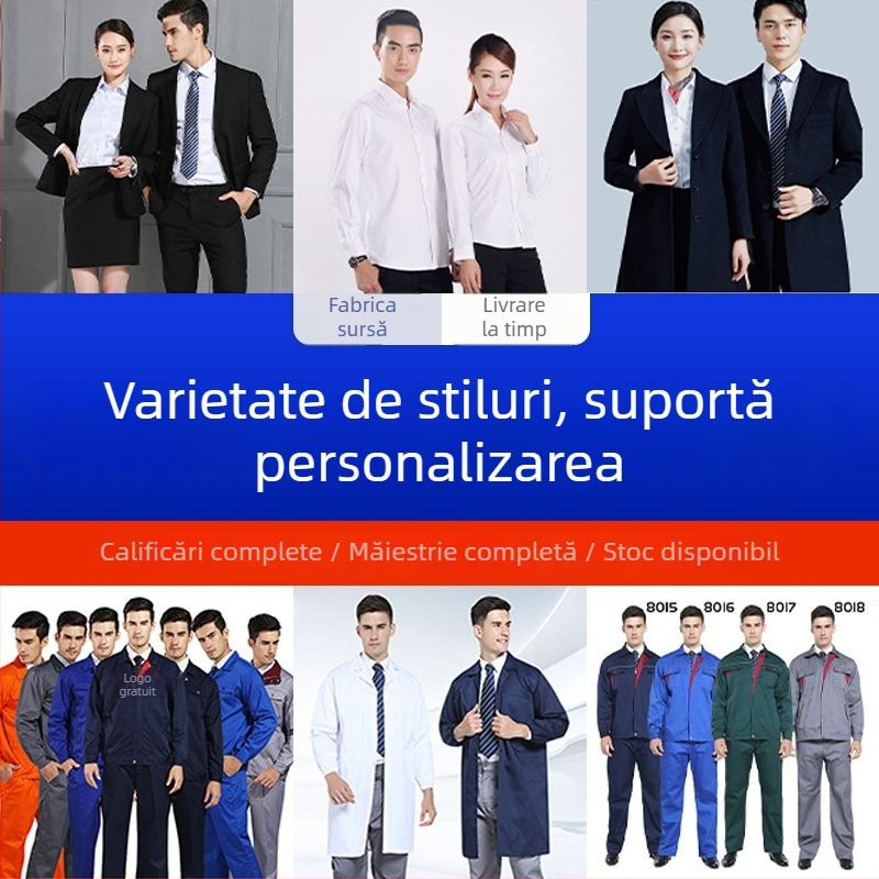 Set de uniformă de lucru pentru vară, mânecă scurtă, imprimare logo, material subțire și bandă reflectorizantă