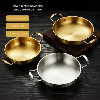 Oală din oțel inoxidabil pentru ramen, stil coreean, oală mică pentru o porție, oală de supă cu fructe de mare