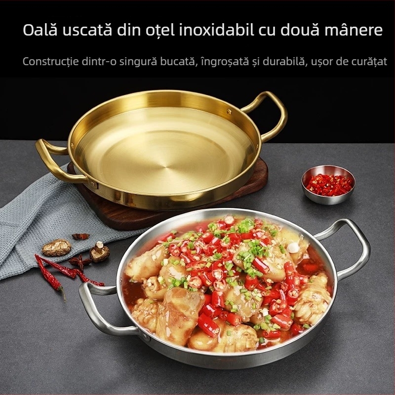 Oală din oțel inoxidabil pentru ramen, stil coreean, oală mică pentru o porție, oală de supă cu fructe de mare