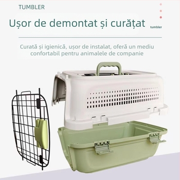 Cușcă aeriană durabilă pentru animale de companie – pentru pisici și câini mici, carrier de călătorie din PP, două dimensiuni: 50×34×30 cm și 57×37×33 cm, capacitate 5–7 kg, culori: Matcha Green, Starry Sky Gray, Tarō Purple