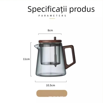 Piaoyi Cup ceainic cu interior din sticlă, filtru de ceai și presă pentru prepararea ceaiului, 650 ml