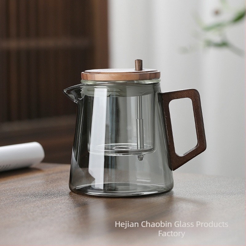 Piaoyi Cup ceainic cu interior din sticlă, filtru de ceai și presă pentru prepararea ceaiului, 650 ml