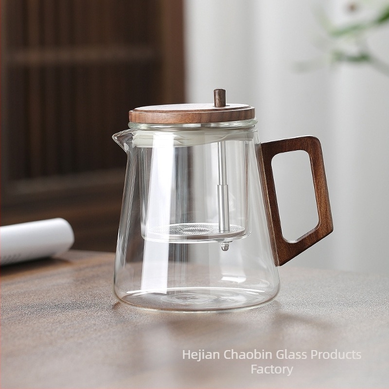 Piaoyi Cup ceainic cu interior din sticlă, filtru de ceai și presă pentru prepararea ceaiului, 650 ml