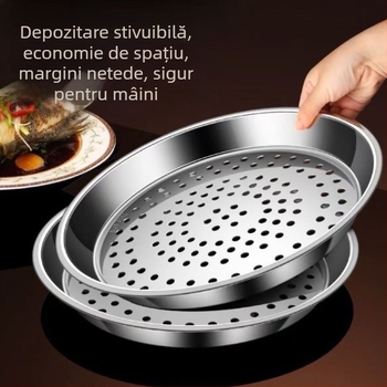 Tavă de abur din oțel inoxidabil extragrosă pentru vaporizator circular de uz casnic, grilă îngroșată, coș pentru abur și suport