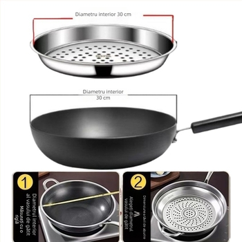 Tavă de abur din oțel inoxidabil extragrosă pentru vaporizator circular de uz casnic, grilă îngroșată, coș pentru abur și suport