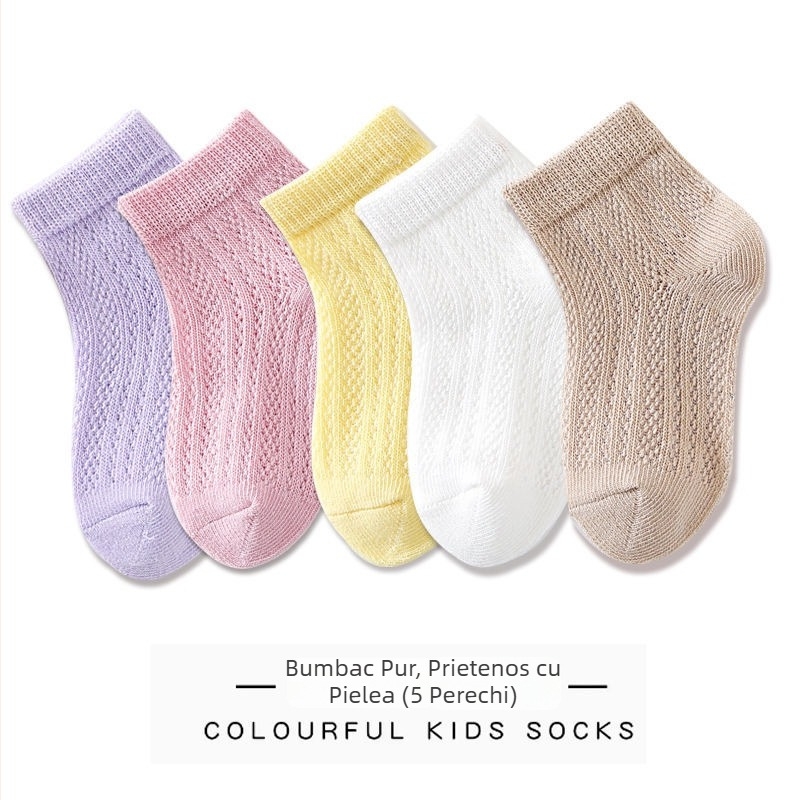 Șosete de copii din bumbac pentru vară, subțiri, respirabile, cu plasă, unisex