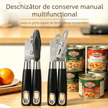 Deschizător manual de conserve și sticle din oțel inoxidabil, unealtă de bucătărie multifuncțională