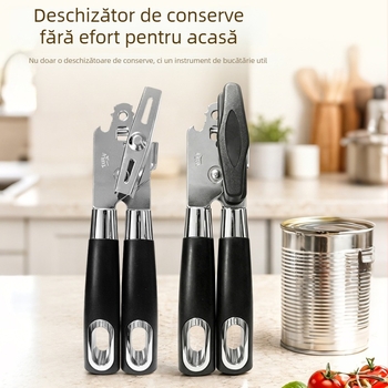 Deschizător manual de conserve și sticle din oțel inoxidabil, unealtă de bucătărie multifuncțională