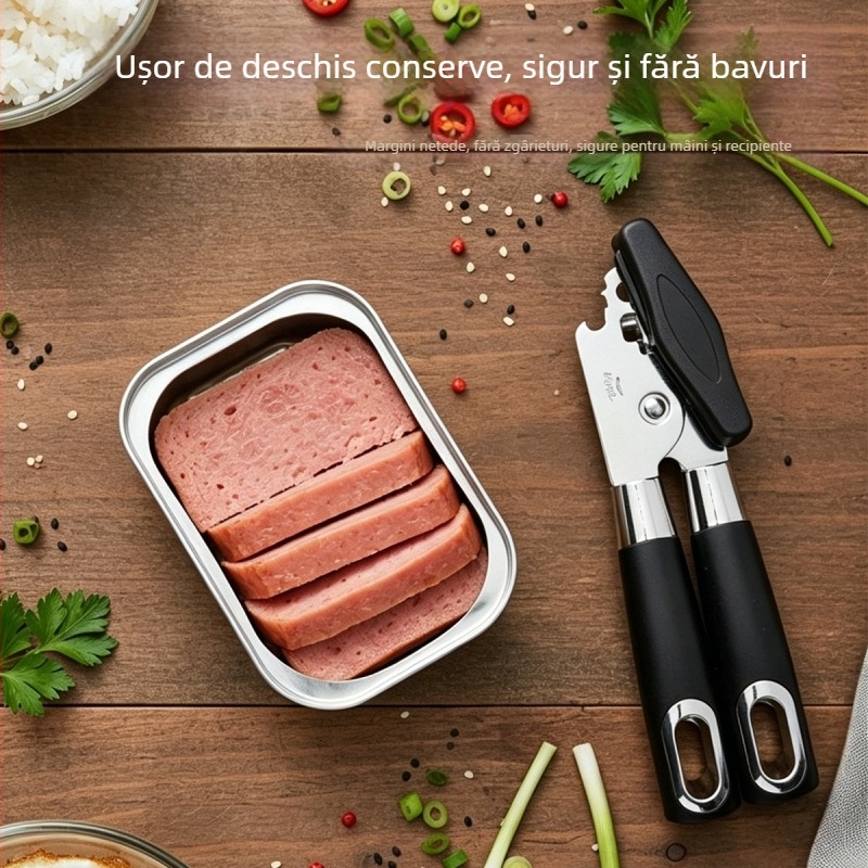 Deschizător manual de conserve și sticle din oțel inoxidabil, unealtă de bucătărie multifuncțională