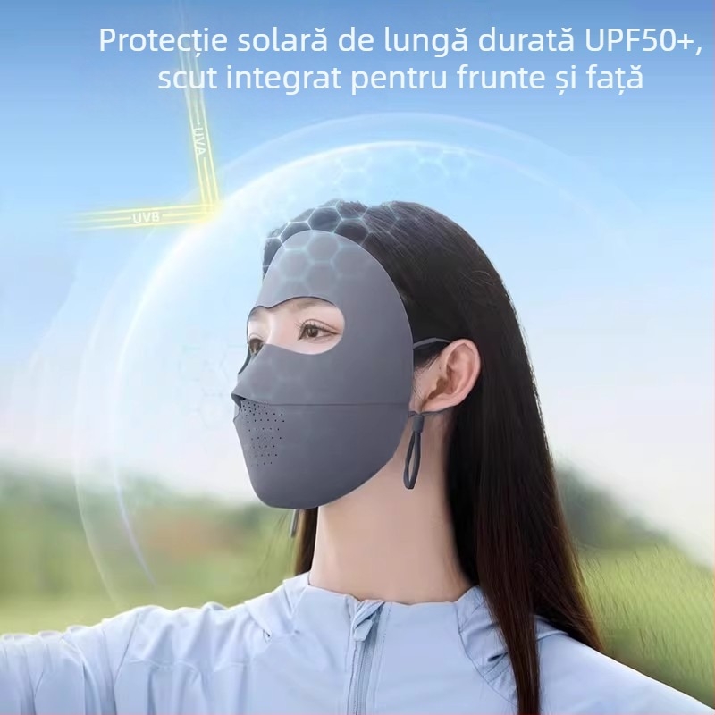Mască de protecție solară pentru femei, protecție UV, material ușor din mătase gheață, respirabilă, mască cu acoperire completă a feței, pentru condus și ciclism