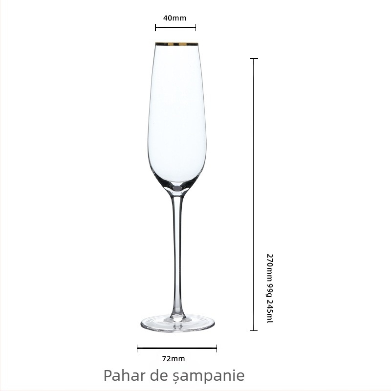 Pahar de vin roșu din cristal, pahar de șampanie cu picior înalt, stil INS — cadou de nuntă