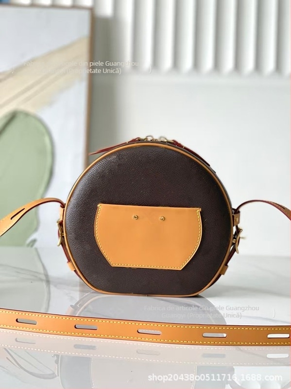 2026 Souple clasică, geantă rotundă pentru femei cu monogramă, imprimeu de înaltă calitate, curea crossbody mică